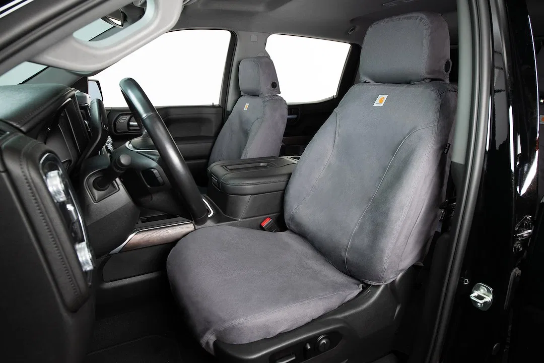 SSC3475CAGY – COVERCRAFT Seat Cover, Seat Style AL - 40/20/40 Split Bench With Adjustable Headrests Duck Weave Fabric...
